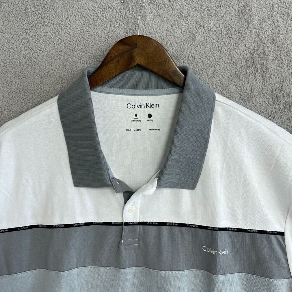 Calvin Klein Men's XXL Polo Shirt White Gray N0669 - Picture 9 of 10